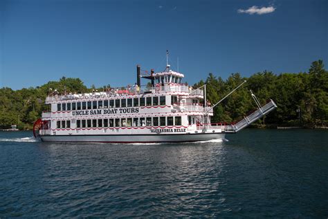 Uncle sam's boat tour alexandria bay - 47 James St., Alexandria Bay, NY 13607 Phone: (315) 482-2611. Overview Amenities ... Uncle Sam Boat Tours depart from 47 James St. Offered are a variety of sightseeing cruises of the 1000 Islands region aboard double- and triple-deck vessels. The 3.25-hour Singer Castle Tour visits Boldt and Singer castles ; the …